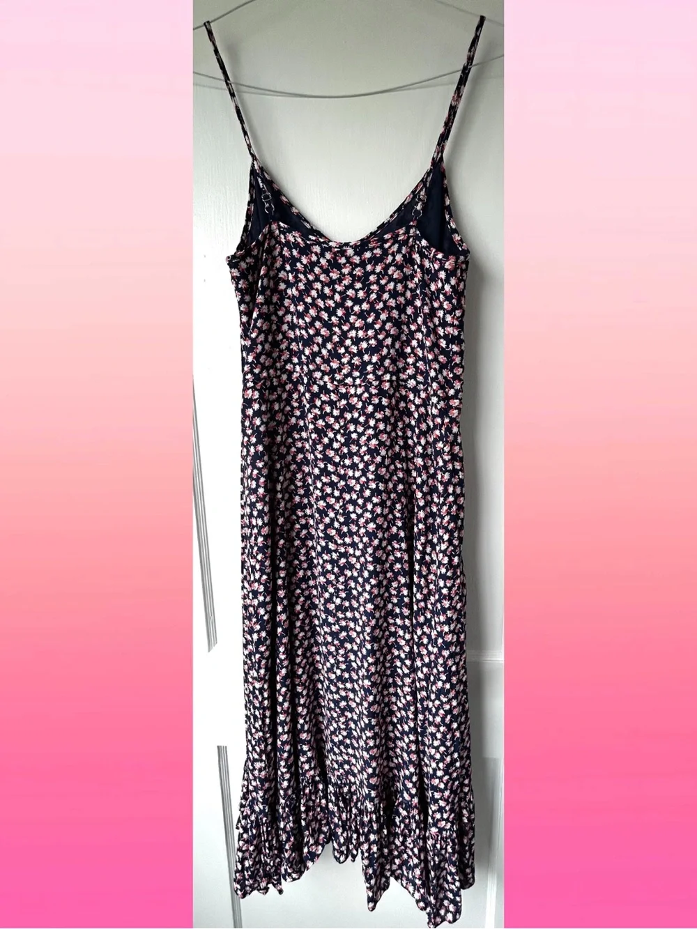 RAILS Navy Floral Slip Maxi Dress with Ruffle Hem